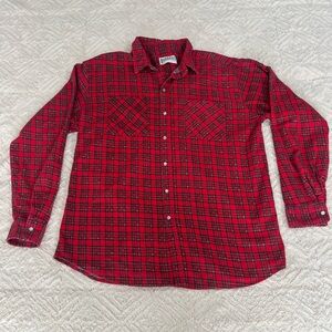 “Haband” Men’s Red and Black Plaid Men's Snap Down Shirt sz: large